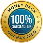 One hundred percent money back satisfaction seal used in the Gelagen artwork