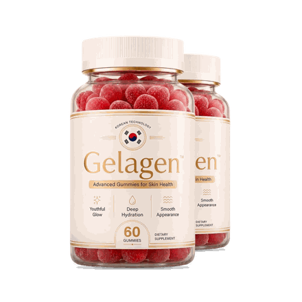 The Gelagen 2 bottles pack, labelled Advanced Gummies for Skin Health
